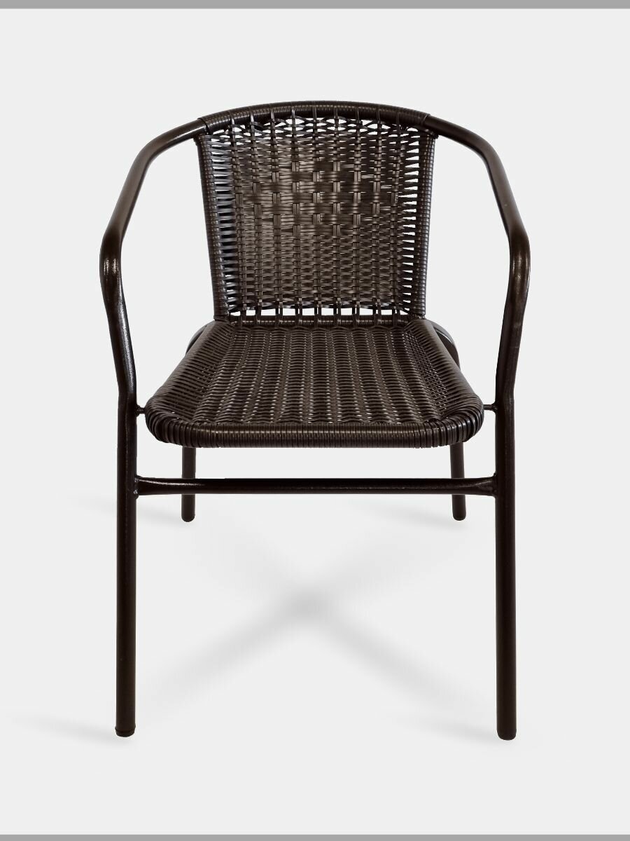 Садовое кресло Bistro, кресло из искусственного ротанга, стул садовый, шоколадный, усиленный каркас, арт. BS-01 (13) - фотография № 4