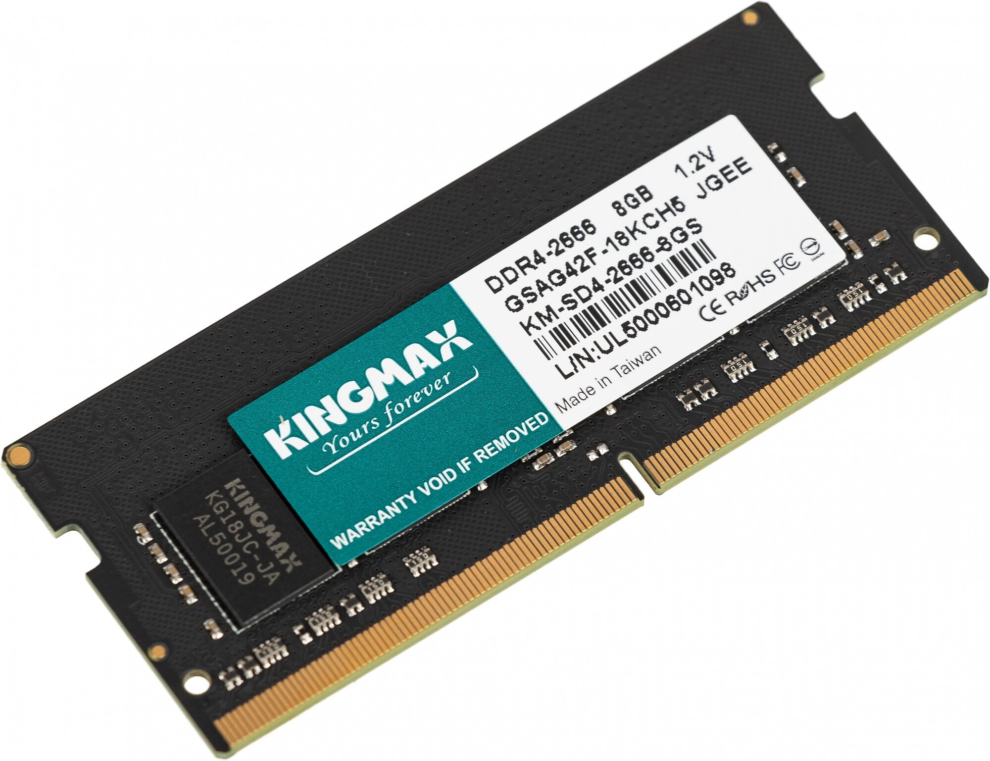 Оперативная память Kingmax DDR4 - 8Gb, 2666 МГц, SO-DIMM, CL17 (km-sd4-2666-8gs)