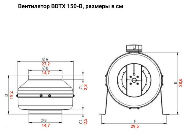 Круглый канальный вентилятор BVN BDTX 150-B - фотография № 4