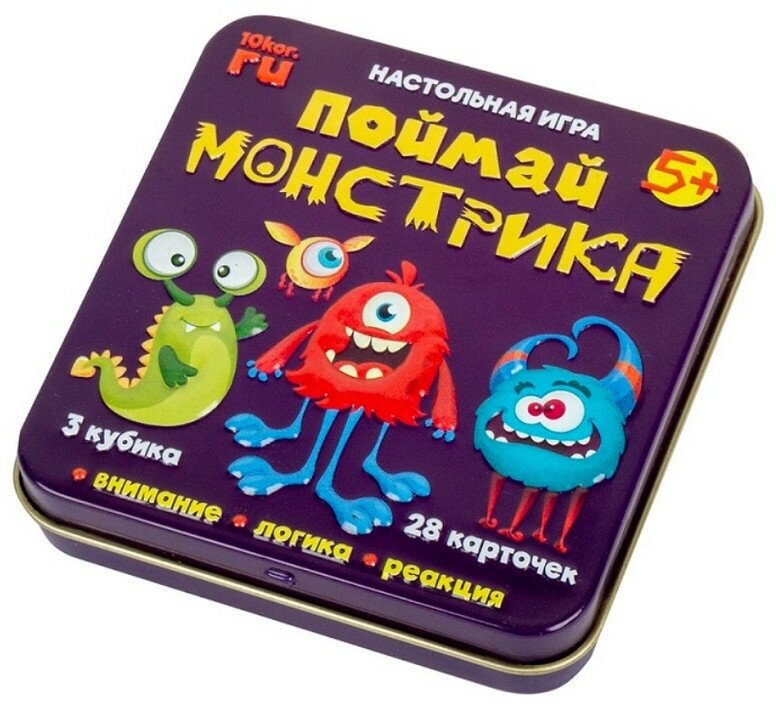 Настольная игра Поймай монстрика (жестяная коробочка) арт.03527