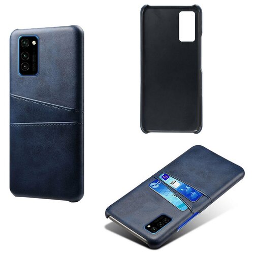 фото Чехол панель-накладка mypads для honor v30 pro / honor view 30 pro (oxf-an10) из качественной импортной кожи с визитницей с отделением для банковских карт мужской женский синий
