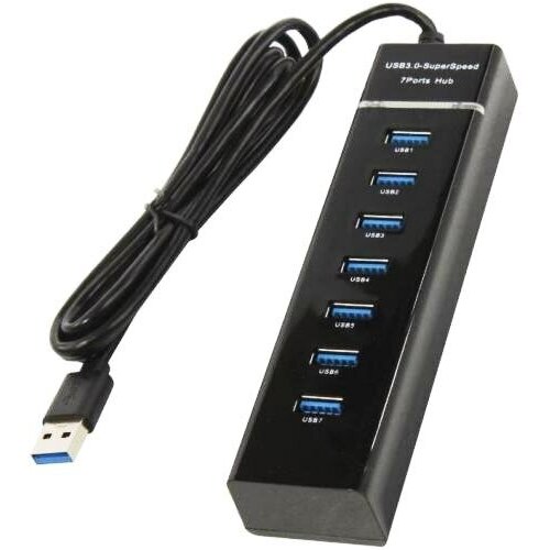 Разветвитель USB3.0 KS-is KS-569 хаб - концентратор 1 порт USB3.0 + 6 портов USB2.0 + б/п 5В 3А - чёрный разветвитель usb3 0 ks is ks 568 хаб концентратор 7 портов usb2 0 блок питания 5в 3а чёрный