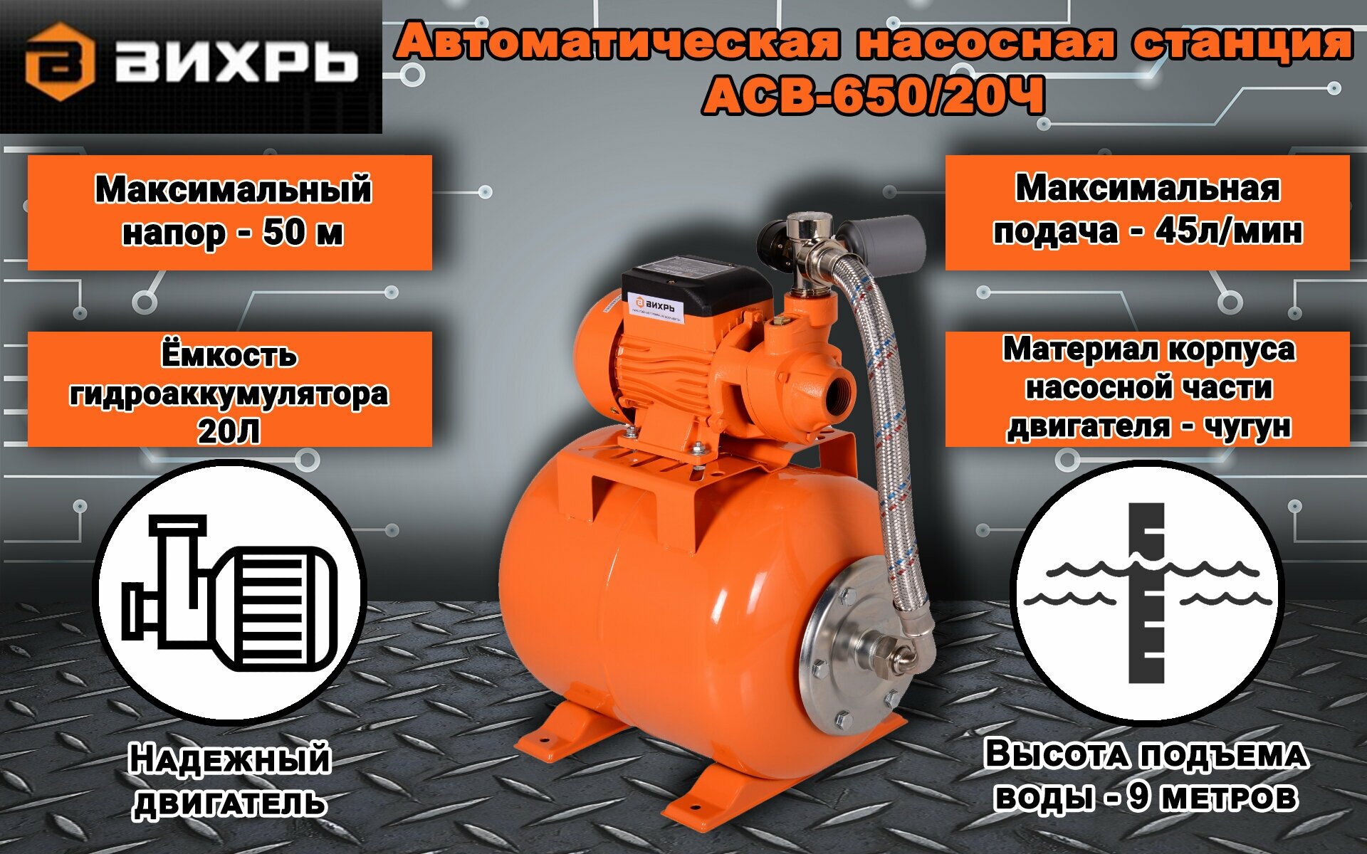 Насосная станция Вихрь АСВ-650/20Ч - фотография № 2