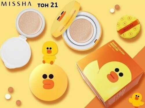 Корейский Кушон Magic Cushion Missha SPF 50 с запасным блоком, матирующий крем пудра BB, натуральный тон