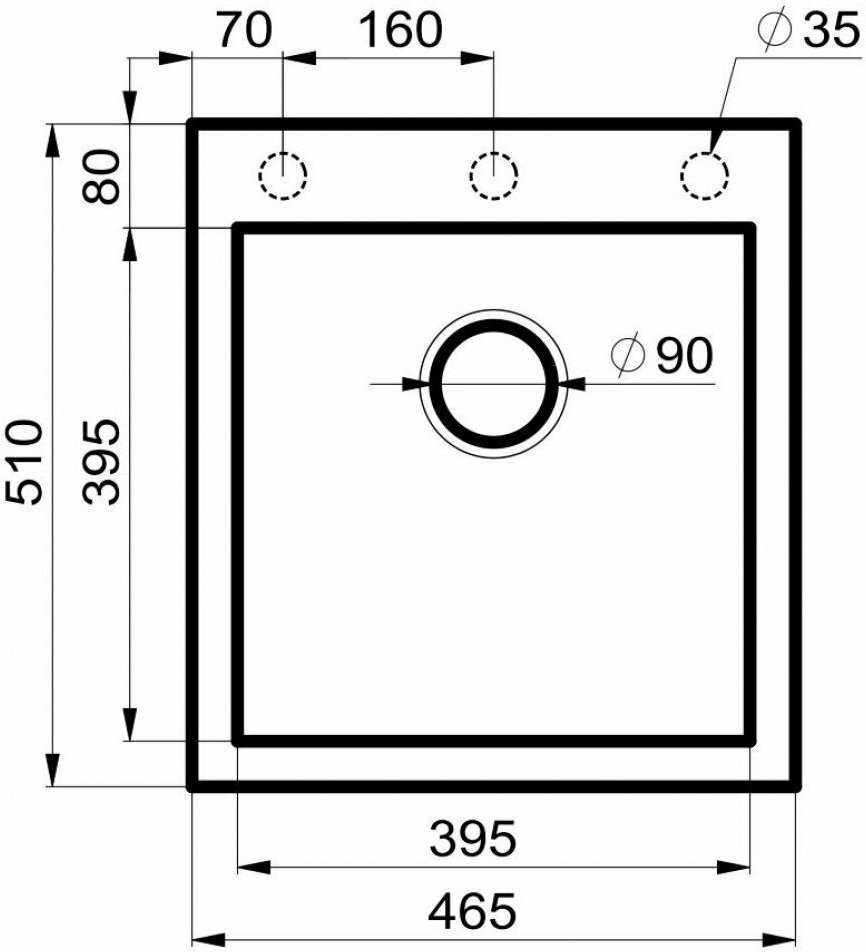 Мойка для кухни MILACIO Murcia 46 Cuarzo (MC.77031), черный матовый - фотография № 5