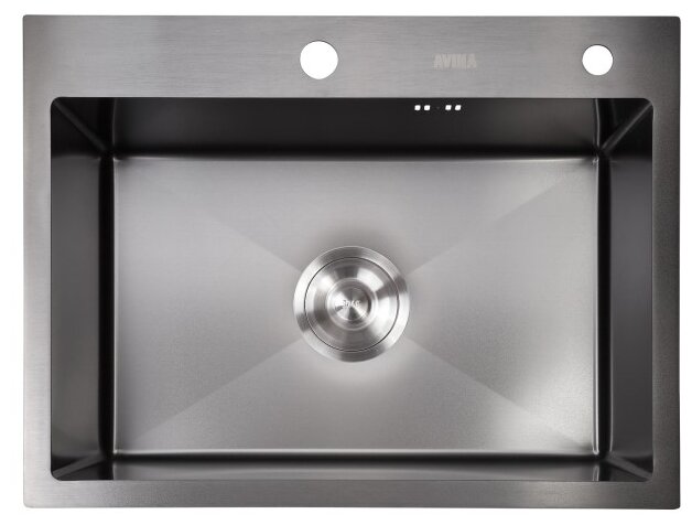 Кухонная мойка AVINA 6048 Black, из нержавеющей стали, толщина 3мм*1,5 мм. Дозатор, коландер, сифон в комплекте. Глубина мойки 220 мм - фотография № 1