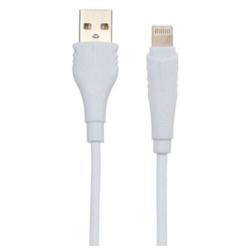 Кабель Borofone BX18, Lightning - USB, 2 А, 2 м, PVC оплётка, белый кабель borofone bx18 micro usb usb 2 4 а 1 м белый