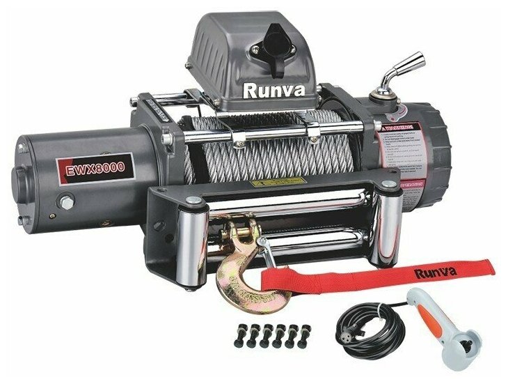 Лебедка Runva EWX 8000 S, 3630 кг, 12V, стальной трос