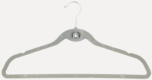Изображение товара Вешалка-плечики, 44 см, 4 шт, с петлей для вторых плечиков, флок, серая, Household