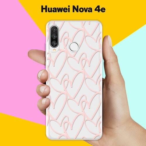 Силиконовый чехол Сердца на Huawei Nova 4e силиконовый чехол грейпфрут на huawei nova 4e