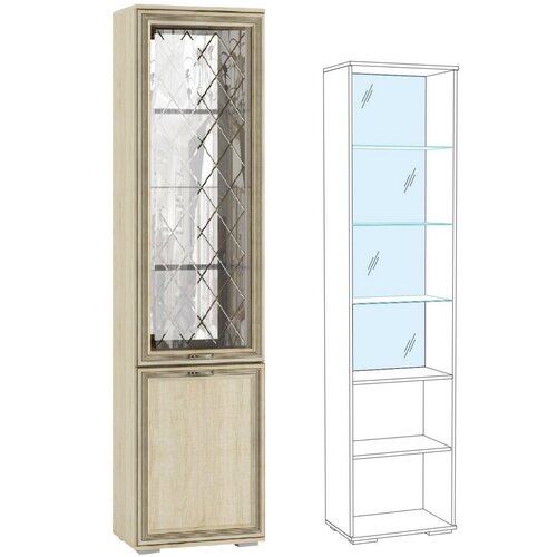 Гостиная Ливорно пенал с витриной ЛШ-4 дуб сонома