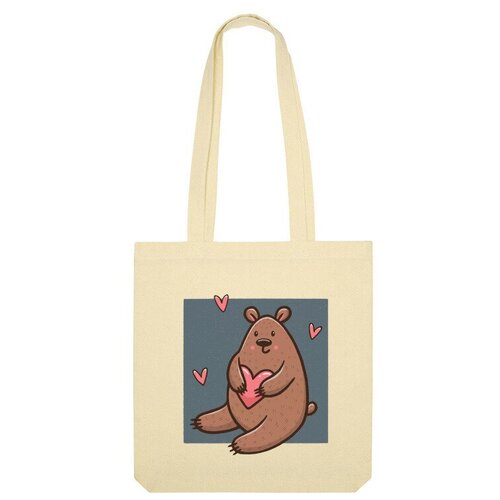 Сумка шоппер Us Basic, бежевый мужская футболка милый медведь с сердечком любовь 2xl черный