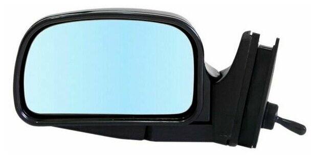 Зеркало боковое левое ВАЗ 2104, 2105, 2107 модель ЛТ-5 Г с тросовым приводом регулировки, с плоским противоослепляющим отражателем голубого тона. Без системы Обогрева.