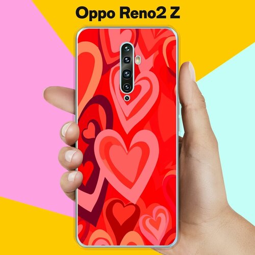 Силиконовый чехол на Oppo Reno2 Z Красные Сердца / для Оппо Рено 2 Зет силиконовый чехол на oppo reno2 z хомяки для оппо рено 2 зет