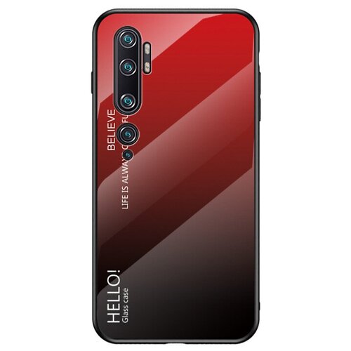 фото Чехол-бампер mypads для xiaomi mi note 10 / note 10 pro / mi cc9 pro стеклянный из закаленного стекла с эффектом градиент зеркальный блестящий переливающийся красный