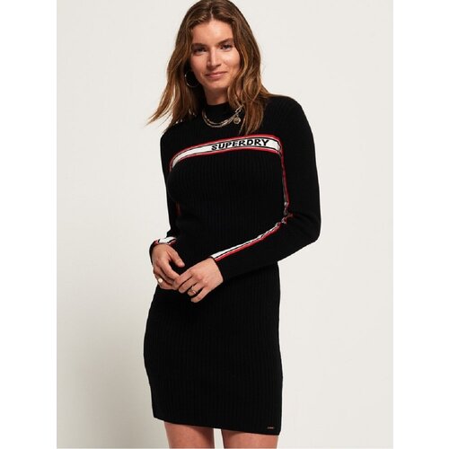 Платье Superdry SUPERDRY LOGO KNIT DRESS, Пол Женский, Цвет Black, Размер 12