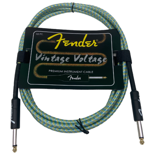 Кабель гитарный, Fender Vintage Voltage, 3м, желто-зеленый кабель гитарный fender vintage voltage 3м черно синий