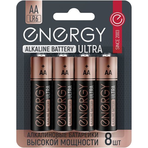 Батарейка алкалиновая Energy Ultra LR6 8B (АА) (104980) батарейка алкалиновая energy ultra 6lr61 1b 105739