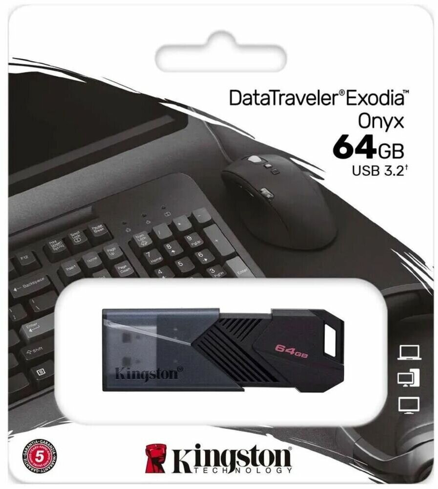 USB Flash накопитель 64GB Kingston DataTraveler Exodia Onyx (DTXON/64GB) USB 3.0 Черный