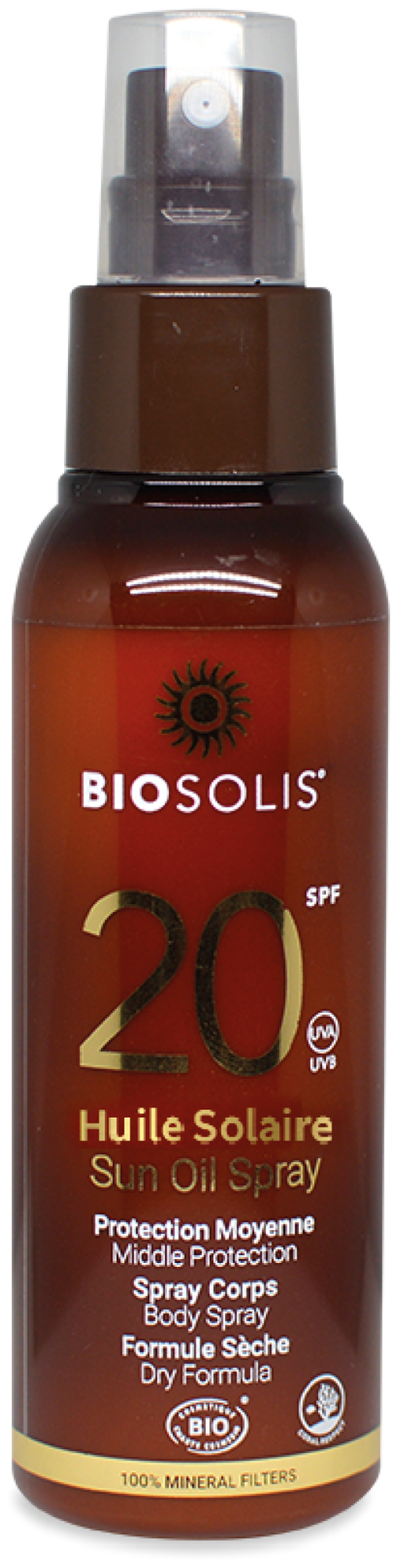 Увлажняющее сублимированное солнцезащитное масло-спрей SPF20 100 мл, натуральное, BIOSOLIS
