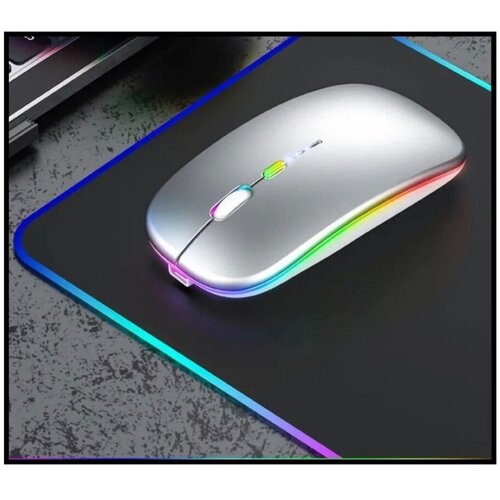 Беспроводная ультратонкая компьютерная мышь с RGB-подсветкой/Черная