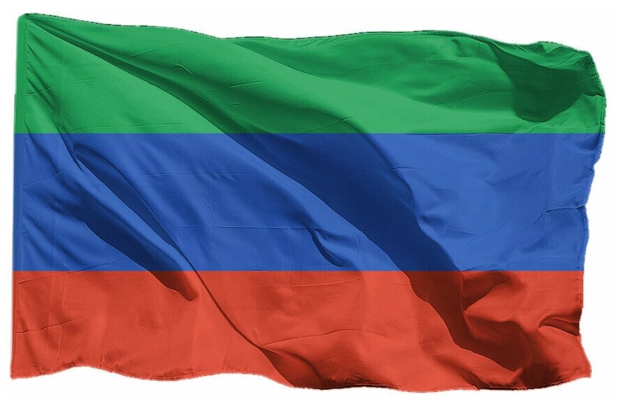 Флаг Дагестана без герба на шёлке, 90х135 см - для ручного древка