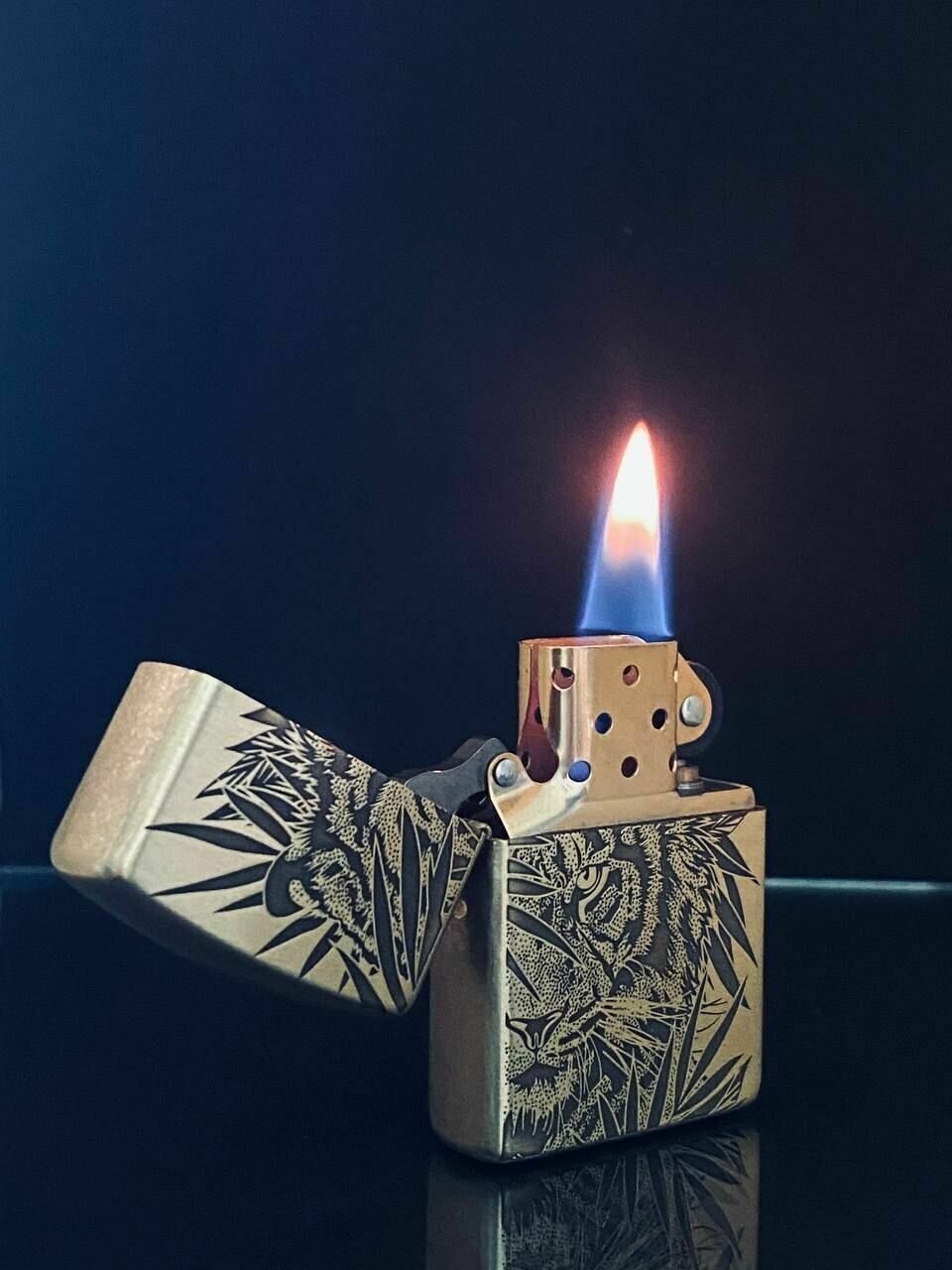 Зажигалка бензиновая Zippo(Armor) Тигр Custom Латунь с глубокой гравировкой - фотография № 6