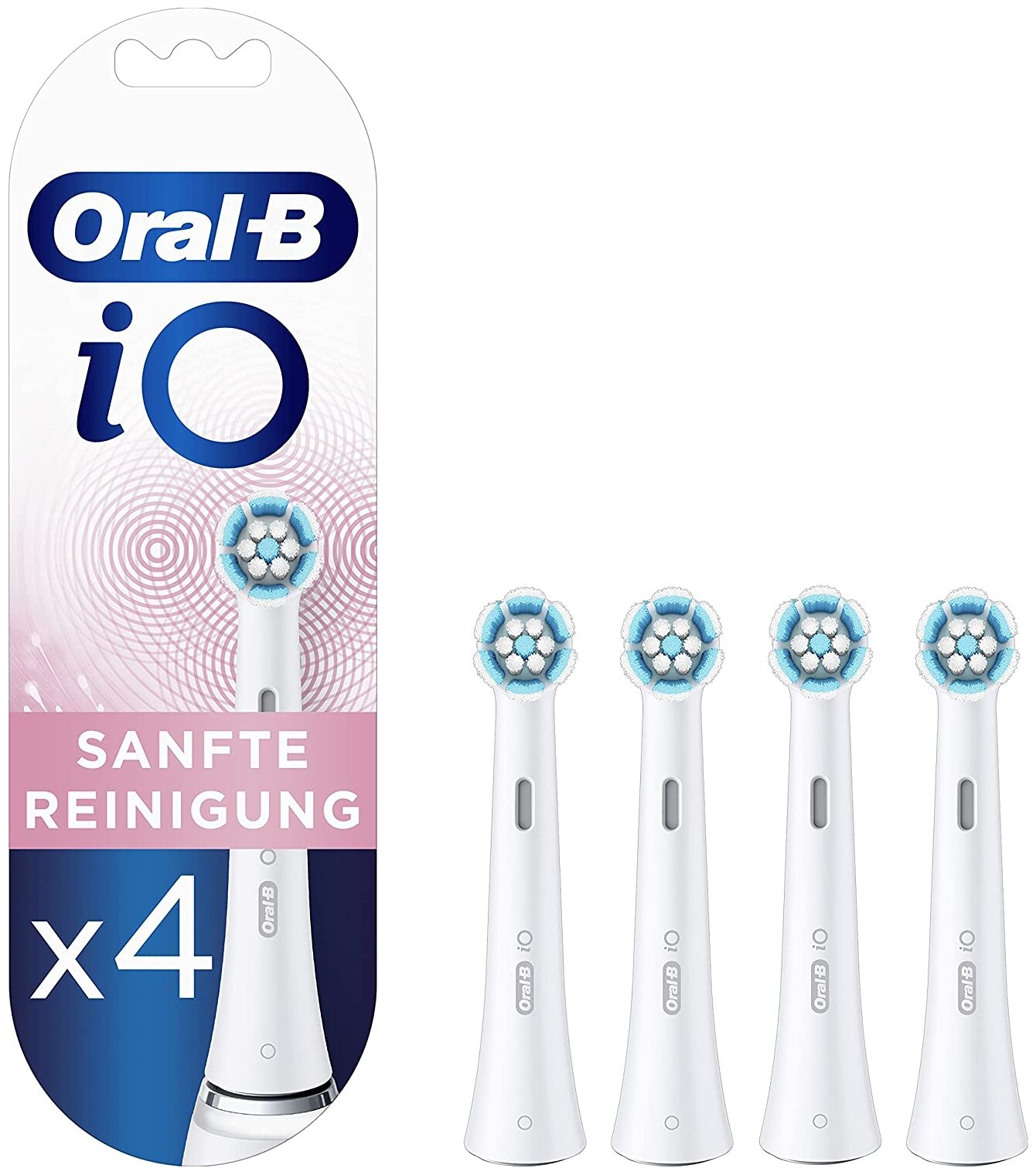 Набор насадок Oral-B iO Gentle Care для ирригатора и электрической щетки, белый, 4 шт. - фотография № 1