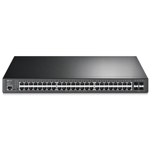 Коммутатор TP-Link 48-port Gigabit PoE+ L2+ switch, 48 802.3af/at PoE+ ports, 4 Gb SFP slots, 1 RJ-45 + 1Micro-USB console ports, 348W PoE budget