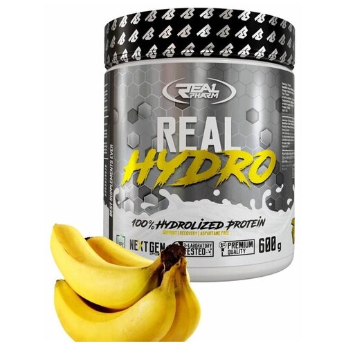 Сывороточный протеин Real Pharm Real Hydro, 600г (Банан) для набора мышечной массы