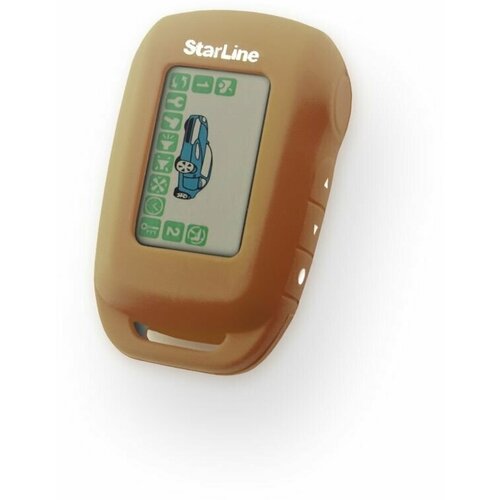 Силиконовый чехол для брелока автомобильной сигнализации StarLine A94, A64, A92, A62, V62, V63, T94, коричневый с надписью