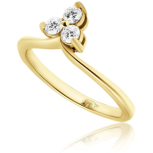 кольцо kabarovsky желтое золото 585 проба бриллиант размер 17 Кольцо помолвочное 1RBC, желтое золото, 585 проба, бриллиант, размер 17