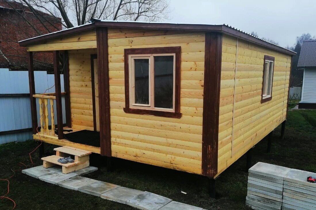 фото Кркасная баня 7,0х4,6 м с крыльцом под ключ Эленвуд