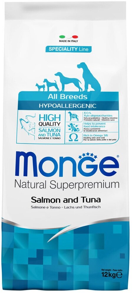 Сухой корм Monge Speciality Hypoallergenic для взрослых собак гипоаллергенный, лосось с тунцом, 2.5кг - фото №10