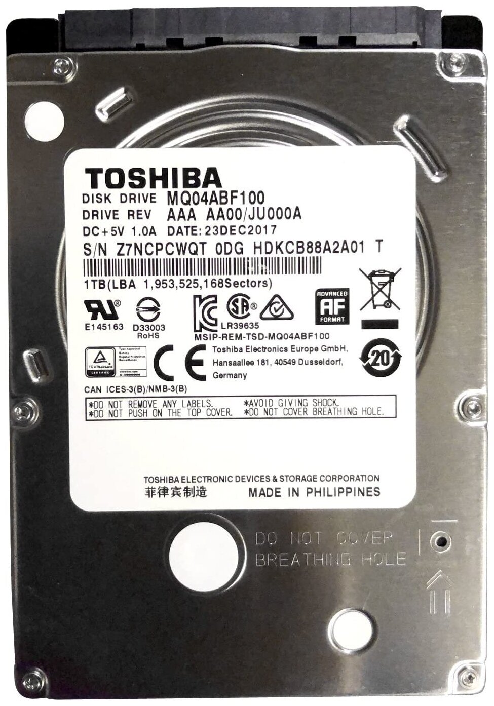 Жесткий диск Toshiba 2.5" 1 Tb MQ04ABF100