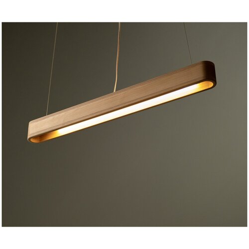 Подвесной линейный деревянный светильник для ламп G13 от Mana Fabric (60см)