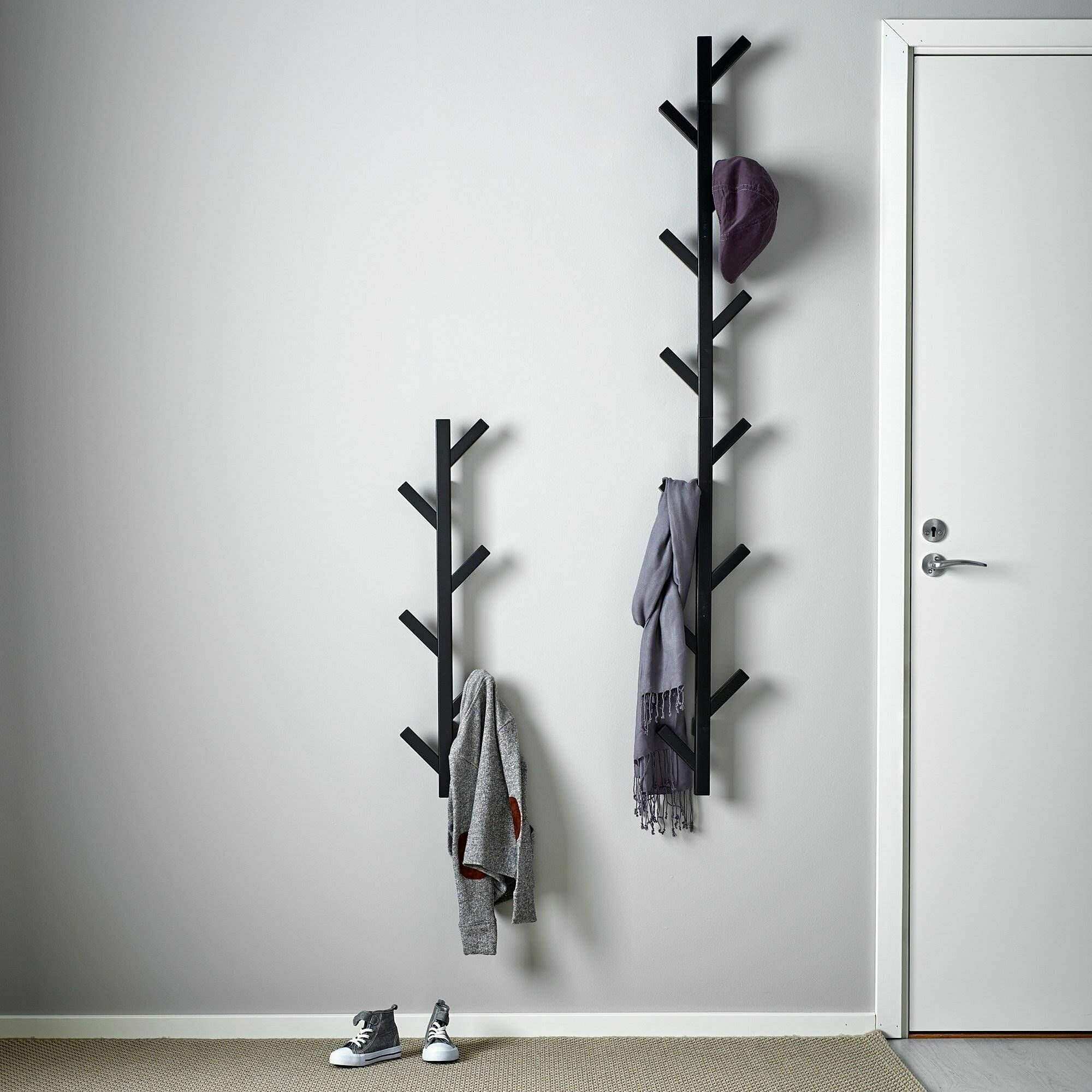 Вешалка на стену в стиле лофт, сканди для одежды в детскую, на кухню металлическая черная "Дерево" 75х25х5,5см Dacha-dom