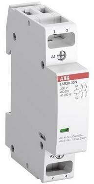 Контактор модульный ABB ESB20-20N-06 (20А АС-1, 2НО), 20 Ампер, 2НО, катушка управления 230В AC/DC