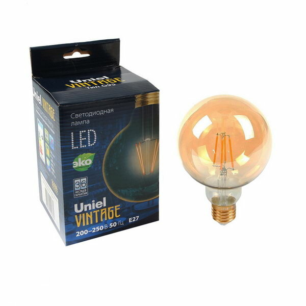 Лампа светодиодная Uniel UL-00002359, E27, G95, 6Вт, 2200 К - фотография № 9