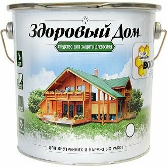 Средство для Защиты Древесины Здоровый Дом 10л Орех, Алкидная для Внутренних и Наружных Работ.