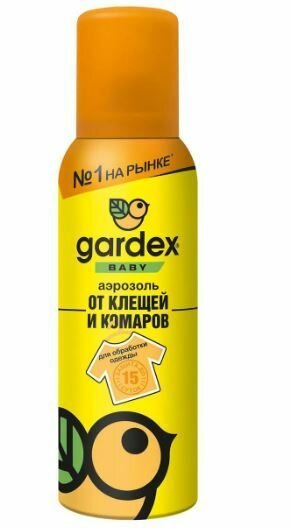 Gardex Средство от клещей и комаров Baby аэрозоль на одежду для детей 100 мл