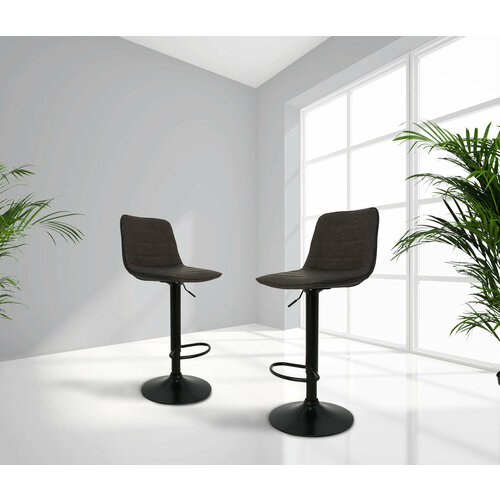 Комплект барных стульев KELLER dark grey металлический каркас искусственная кожа темно-серый 44х42х86 см 2 шт 10670₽