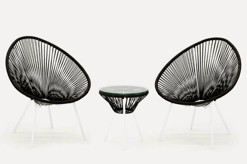 Изображение товара Комплект плетеной мебели KORNERA "Акапулько" на 2 персоны, каркас белый, искусственный ротанг коричневый