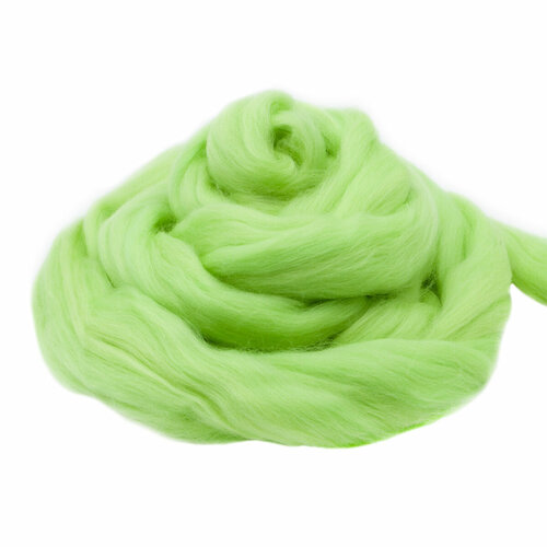 Шерсть для валяния мериносовая тонкая 100%, 100 г (193 светлый салат)