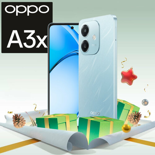 Смартфон OPPO A3x 4128 Гб цвет лазурный IP54 противоударный корпус 13444₽