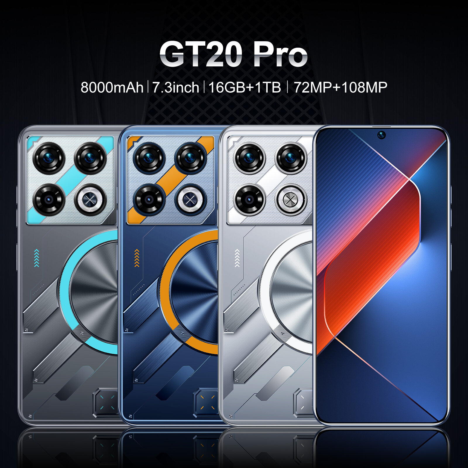 GT20 Pro, смартфон, русское меню, сеть 5G, память 16 ГБ+1 ТБ, перфорированный экран, серебристый — фото 1