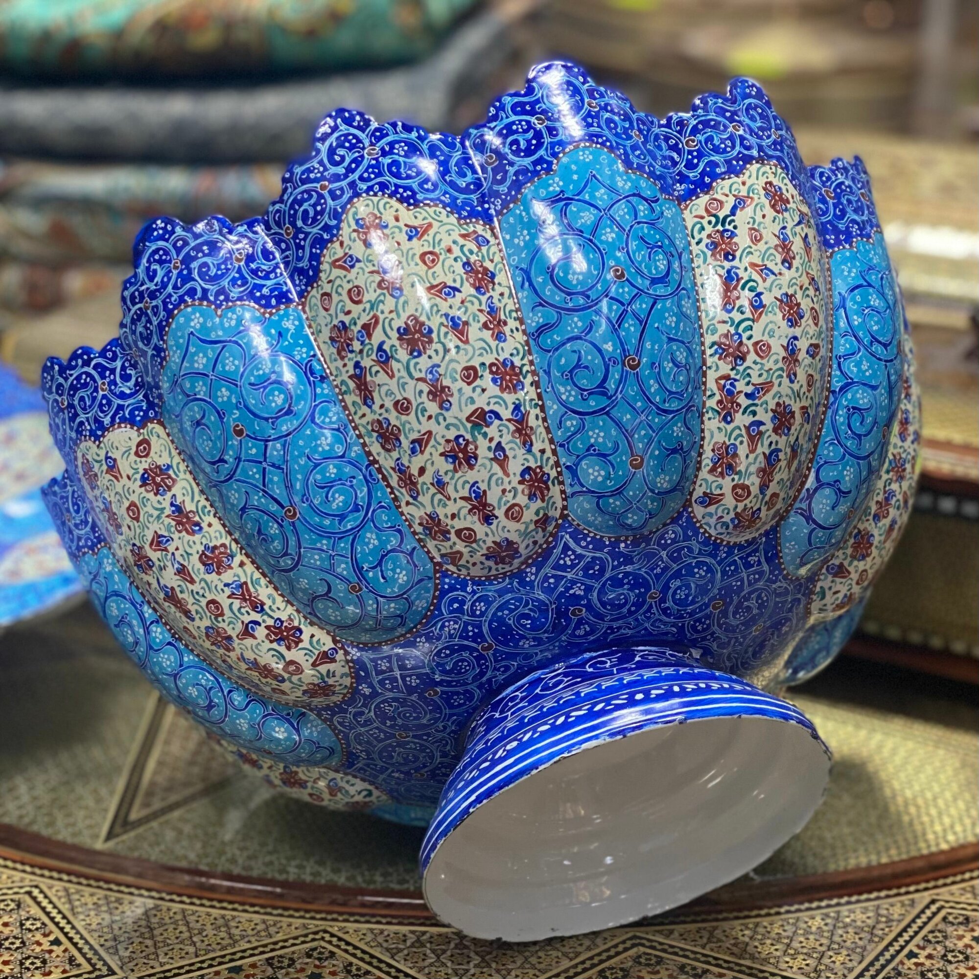 Фруктовница Персидский базар Минакари, этническое исполнение, эмаль, 28см — фото 1