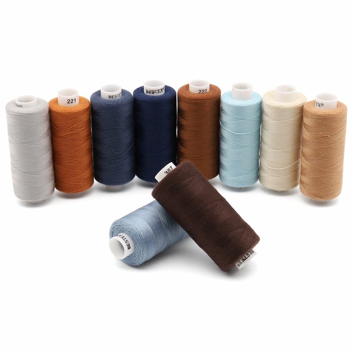 Набор швейных ниток 40/2 'Джинсовый микс', намотка 365 м (400 ярд), 10 шт/упак, Bestex