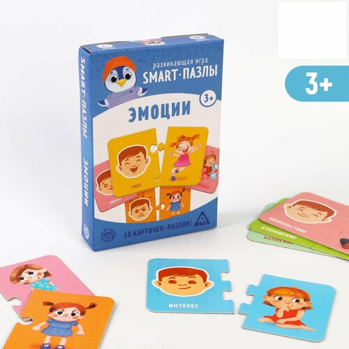 фото Развивающая игра "smart - пазлы. эмоции", 20 карточек-пазлов, для детей и малышей лас играс