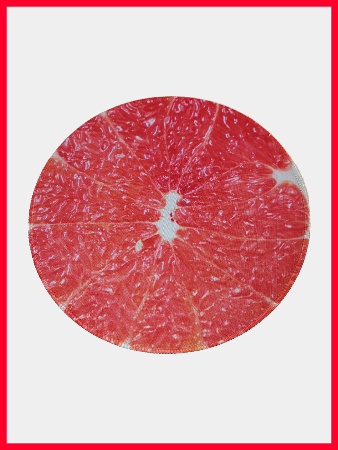 Коврик для мыши G7, круглый, принт фрукты, 25 см, Алый